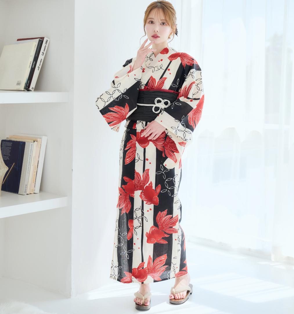 新品 浴衣 セット 浴衣セット ゆかた レディース 大人 金魚柄 Y5-17