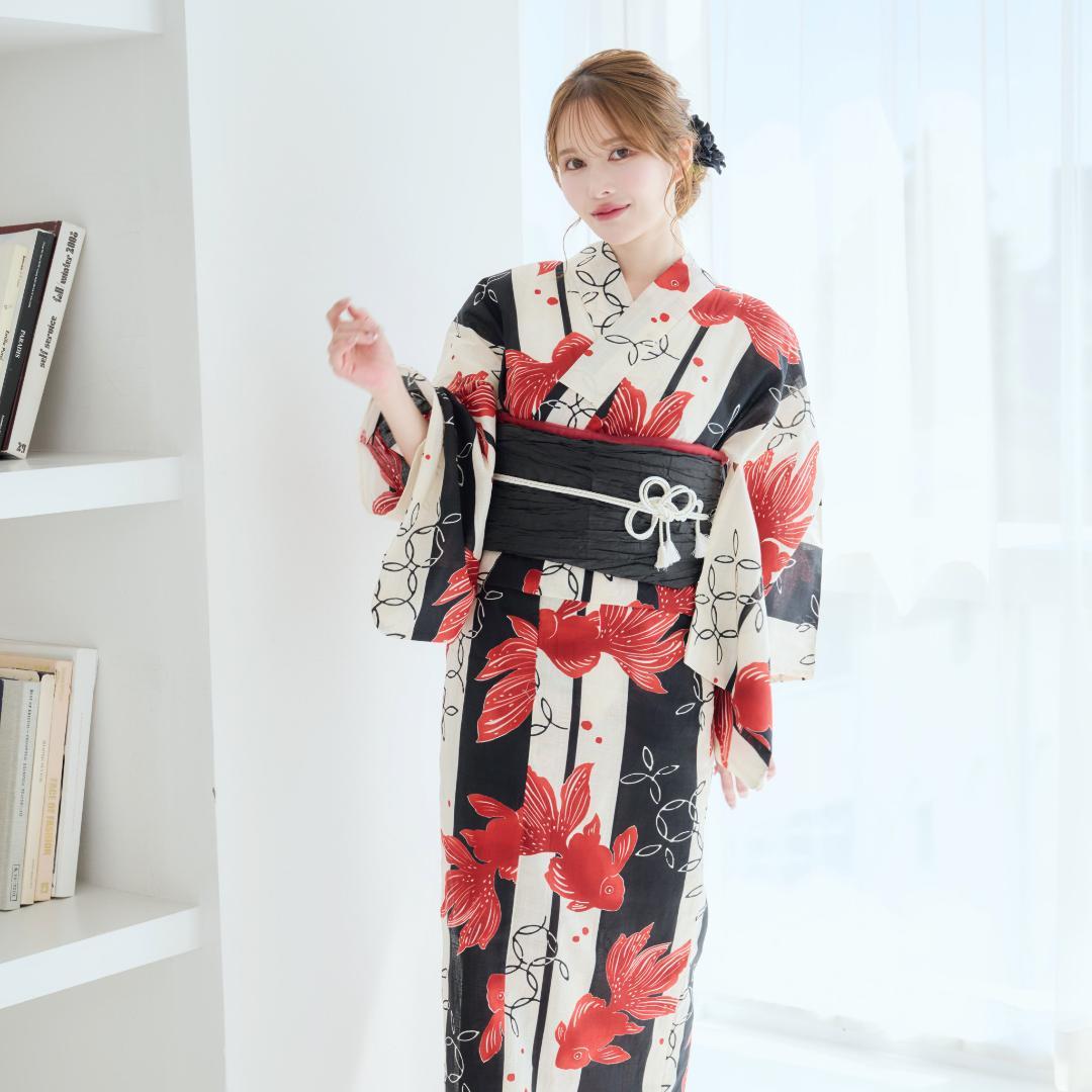 新品 浴衣 セット 浴衣セット ゆかた レディース 大人 金魚柄 Y5-17