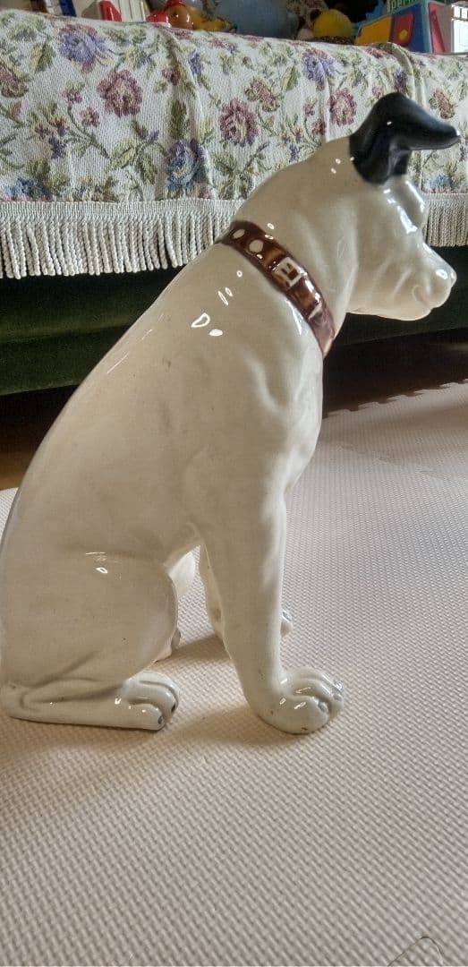 みーちゃんです。Victor ビクター 犬 ニッパー大き 陶器製 当時置物