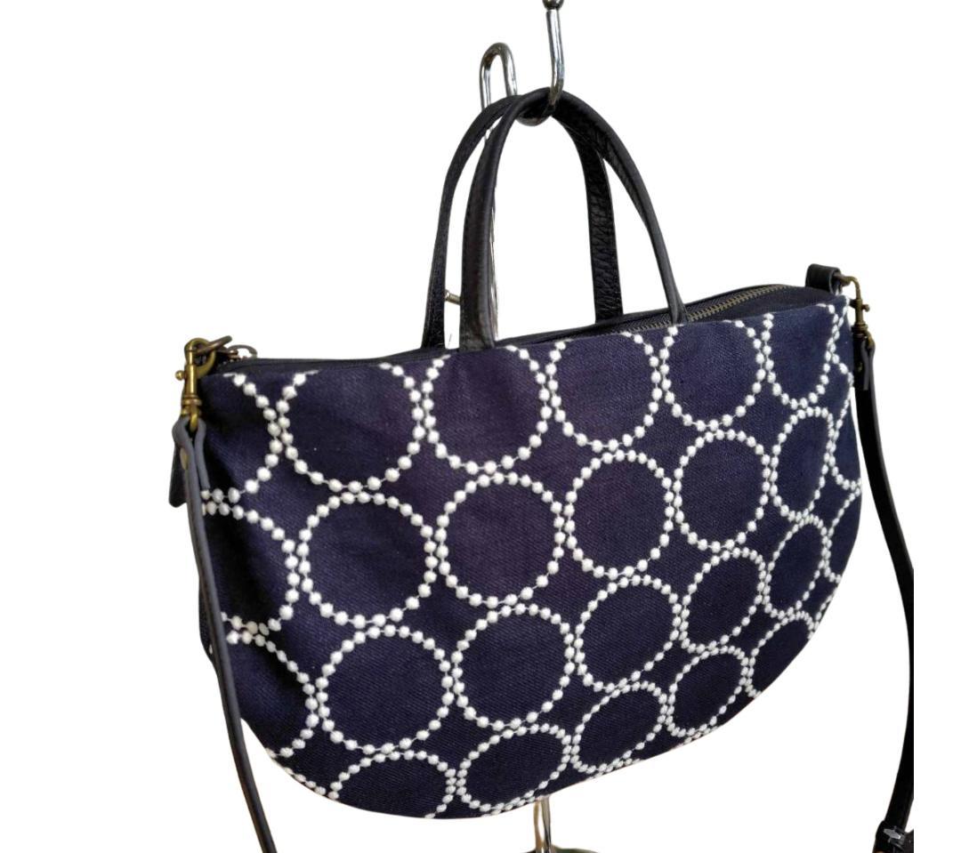 ミナペルホネン/2025tambourineタンバリンネイビー×白/ラウンドショ