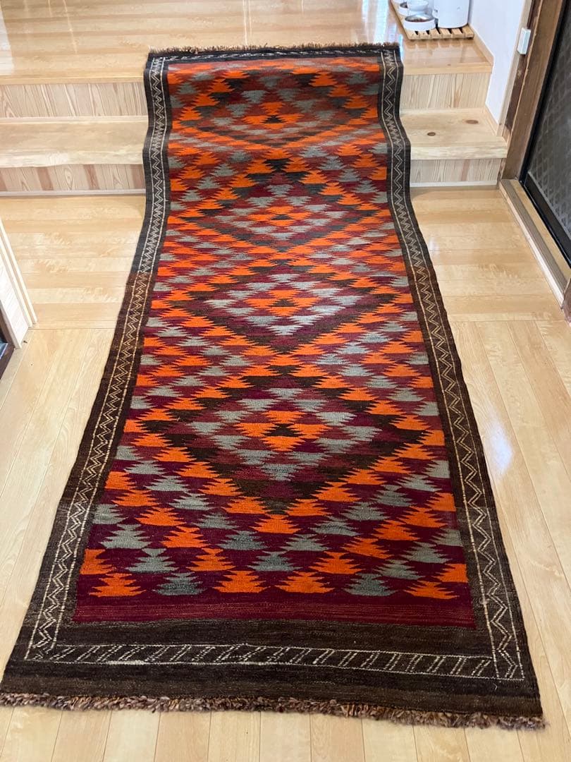 90's ヴィンテージラグ 手織りキリム マイマナ産 ウール100%