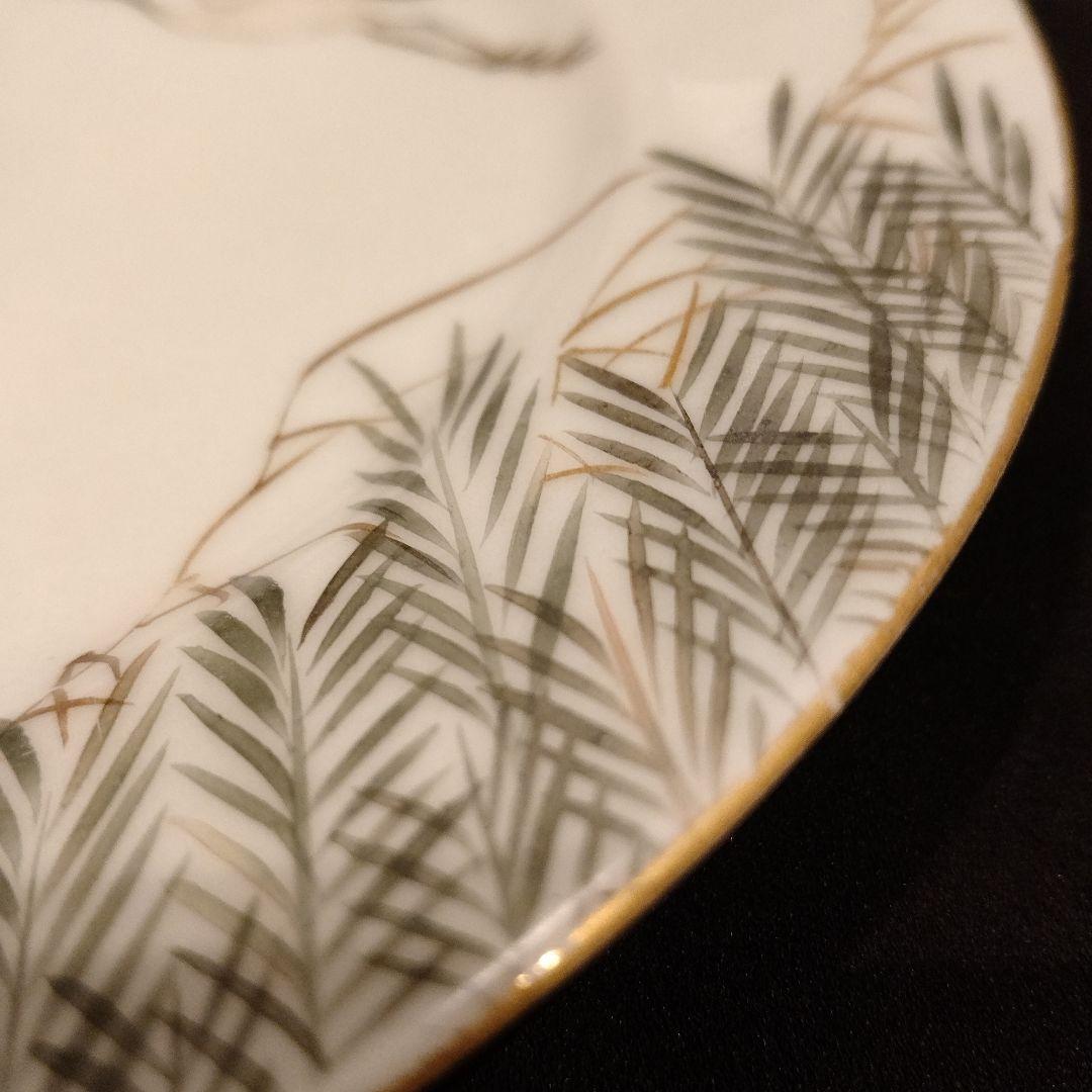 明治期　横浜焼　井村彦次郎　鶴　皿　骨董　里帰り　輸出品