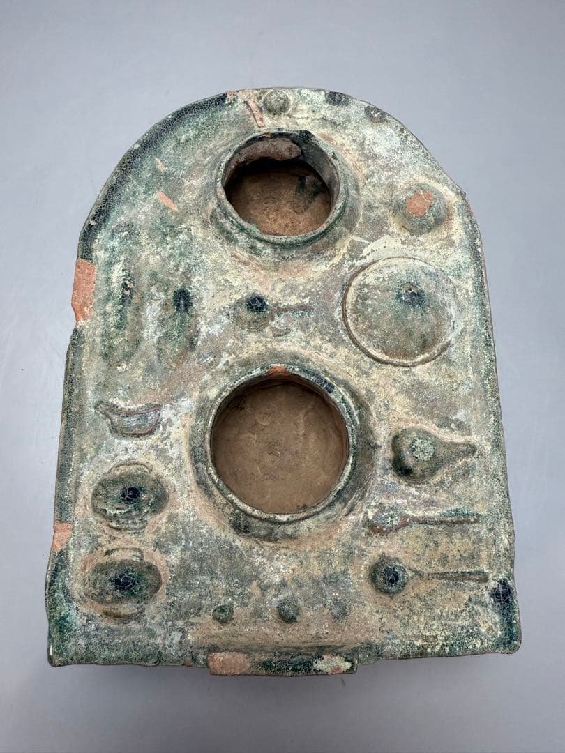 DT666 中国美術 漢緑釉 竈門 台所 置物 古陶磁