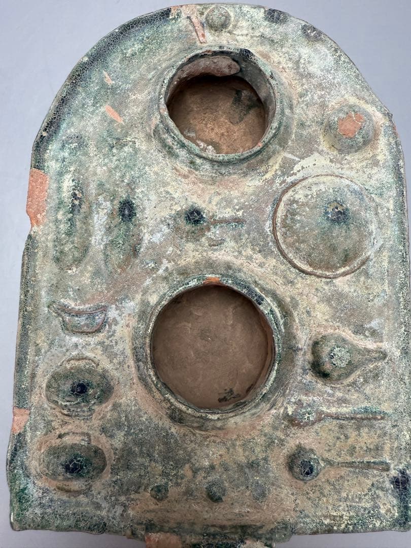 DT666 中国美術 漢緑釉 竈門 台所 置物 古陶磁