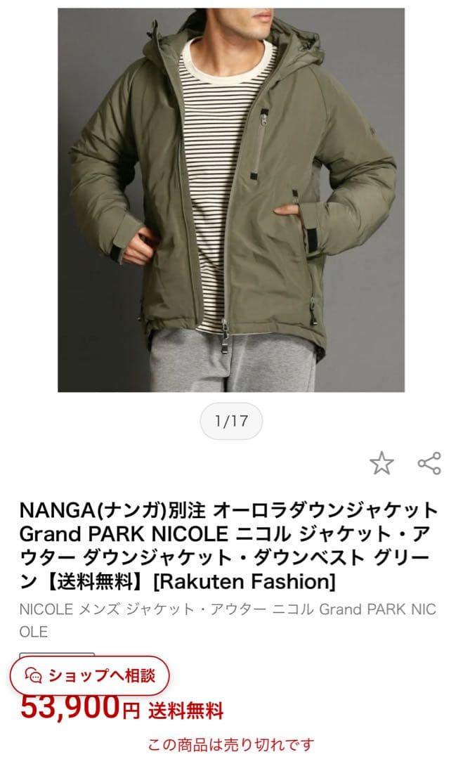 【美品】NANGA☆別注フード付きダウンジャケット