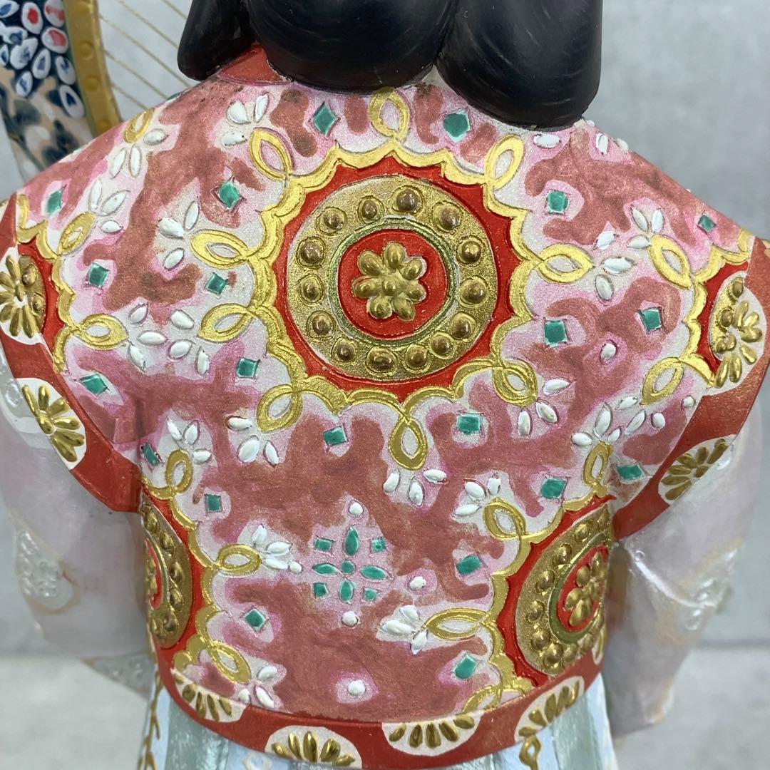 小副川祐二 余韻 箱付き 全長 約 43 cm 博多人形 楽器 人形