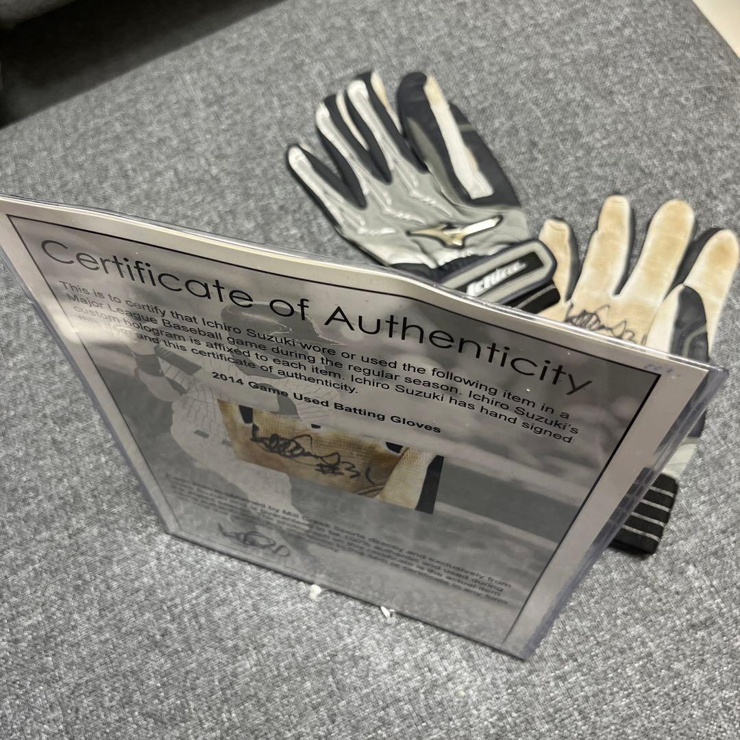 貴重 イチロー2014年実使用済バッティンググローブ直筆サイン 証明書付き