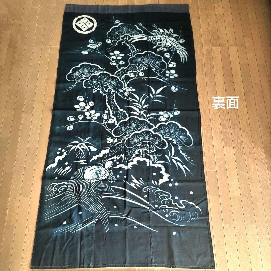 古布　筒描き　藍染　タペストリー