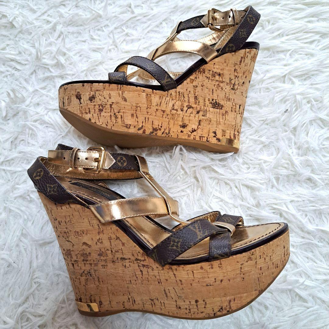 【LOUIS VUITTON】サンダル　モノグラム　ストラップ　ウェッジサンダル