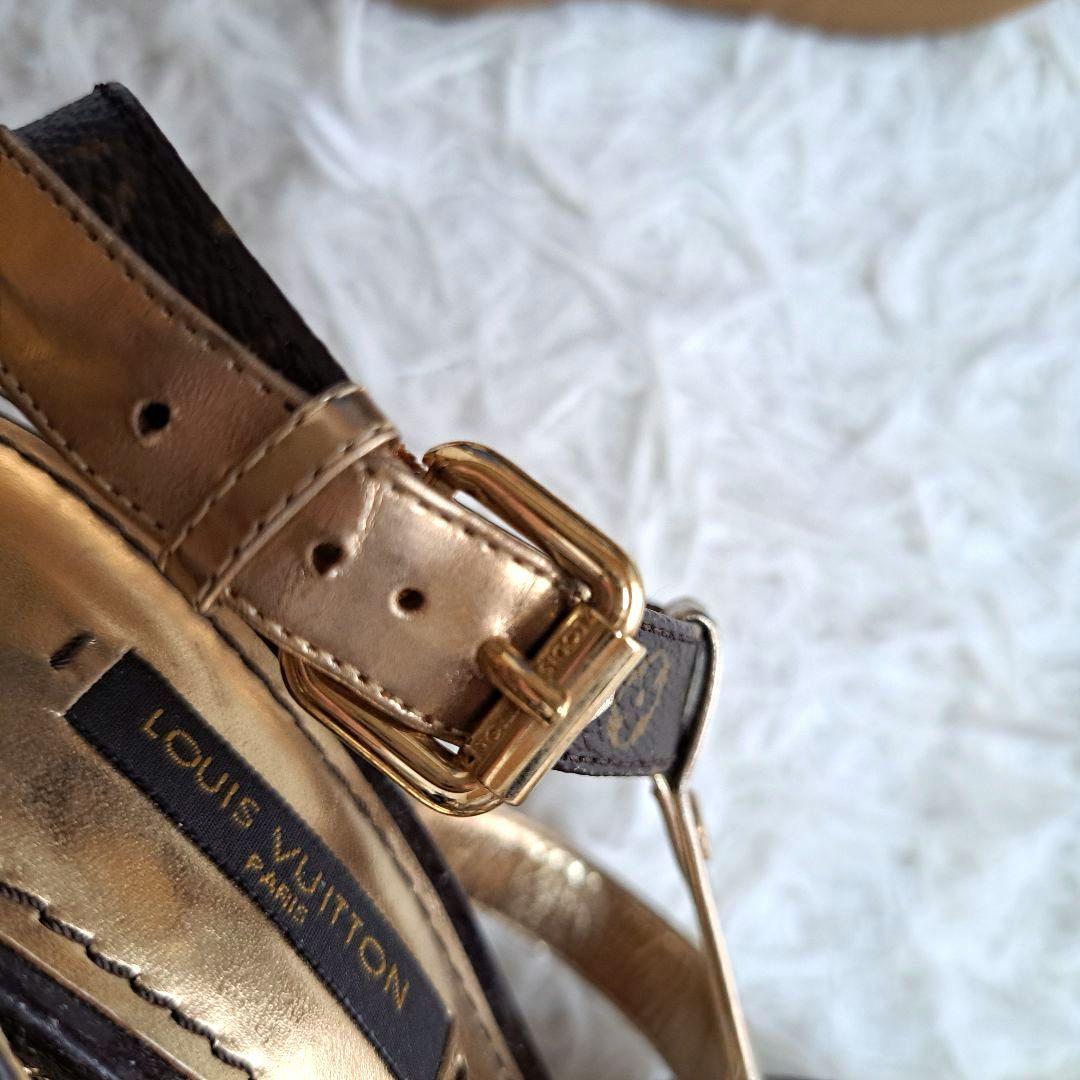 【LOUIS VUITTON】サンダル　モノグラム　ストラップ　ウェッジサンダル