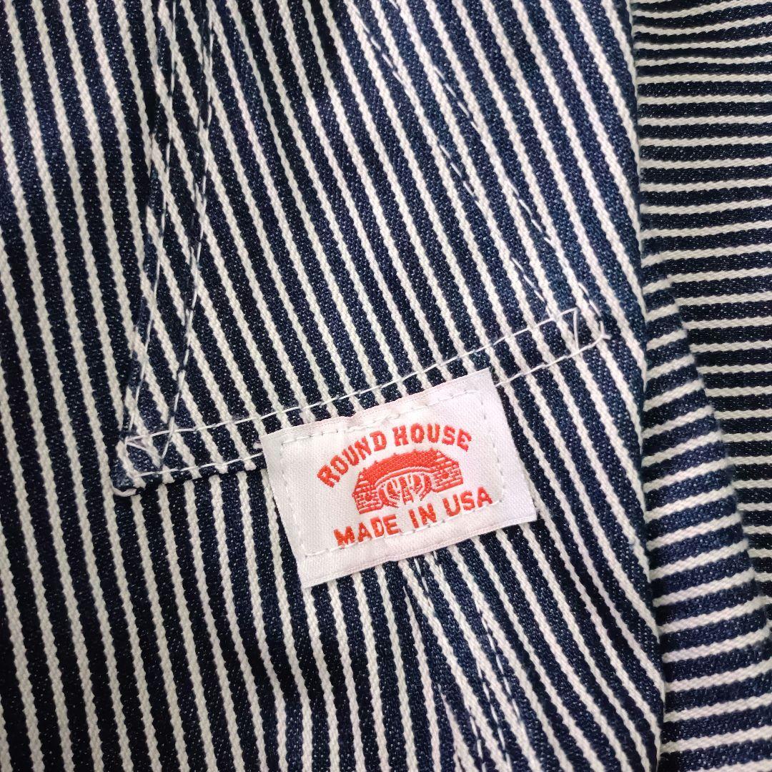 ROUNDHOUSE/オーバーオール/アメリカ製/ストライプ/ワーク/バイク