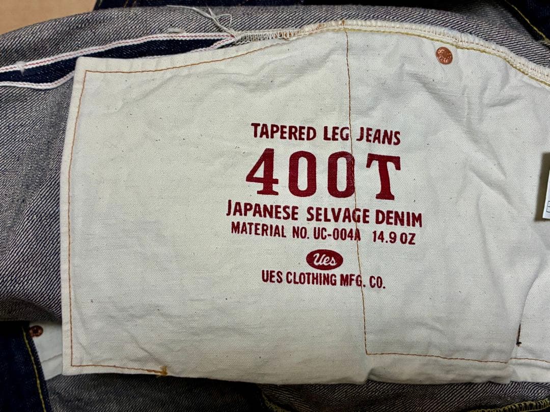 UES 400T 日本製セルビッジデニム 34インチテーパード