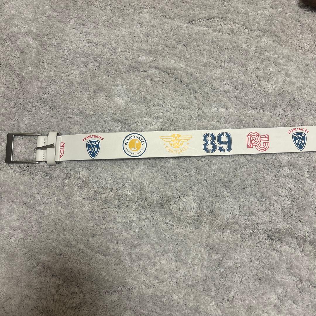 PEARLY GATES ロゴデザイン ベルト ホワイト