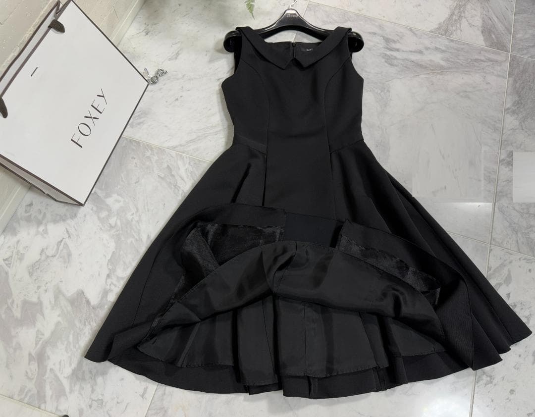 りん★Rene/ルネ ノースリーブ ワンピース ブラック ポリエステル34