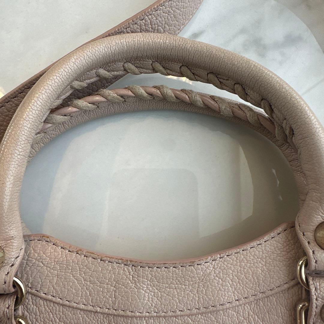 バレンシアガ　ハンドバッグ　レザーショルダーバッグ　ピンク　ベージュピンク