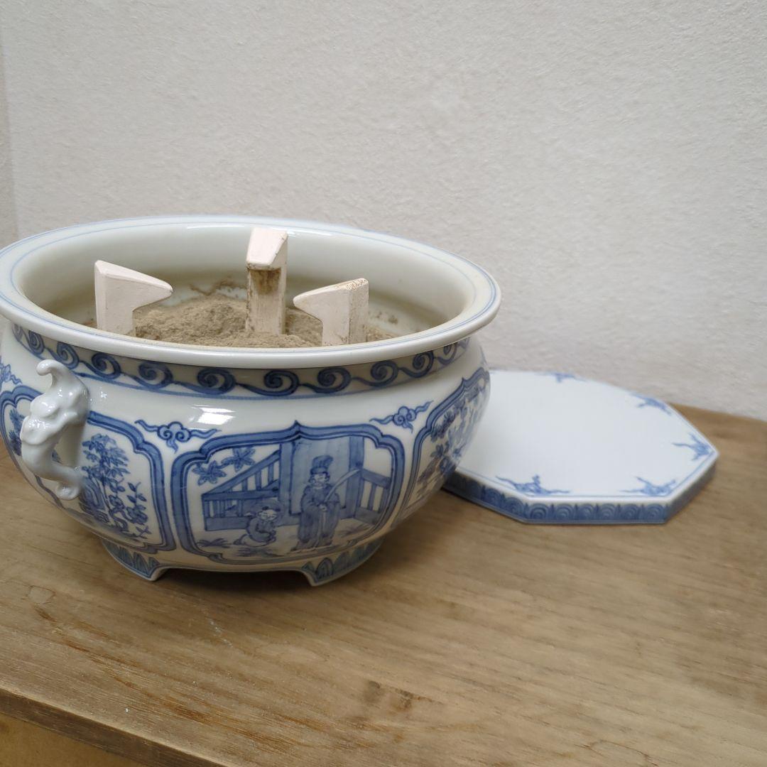 瓶掛　青白磁 　灰　五徳　敷板付き　茶道具　煎茶道具　火鉢