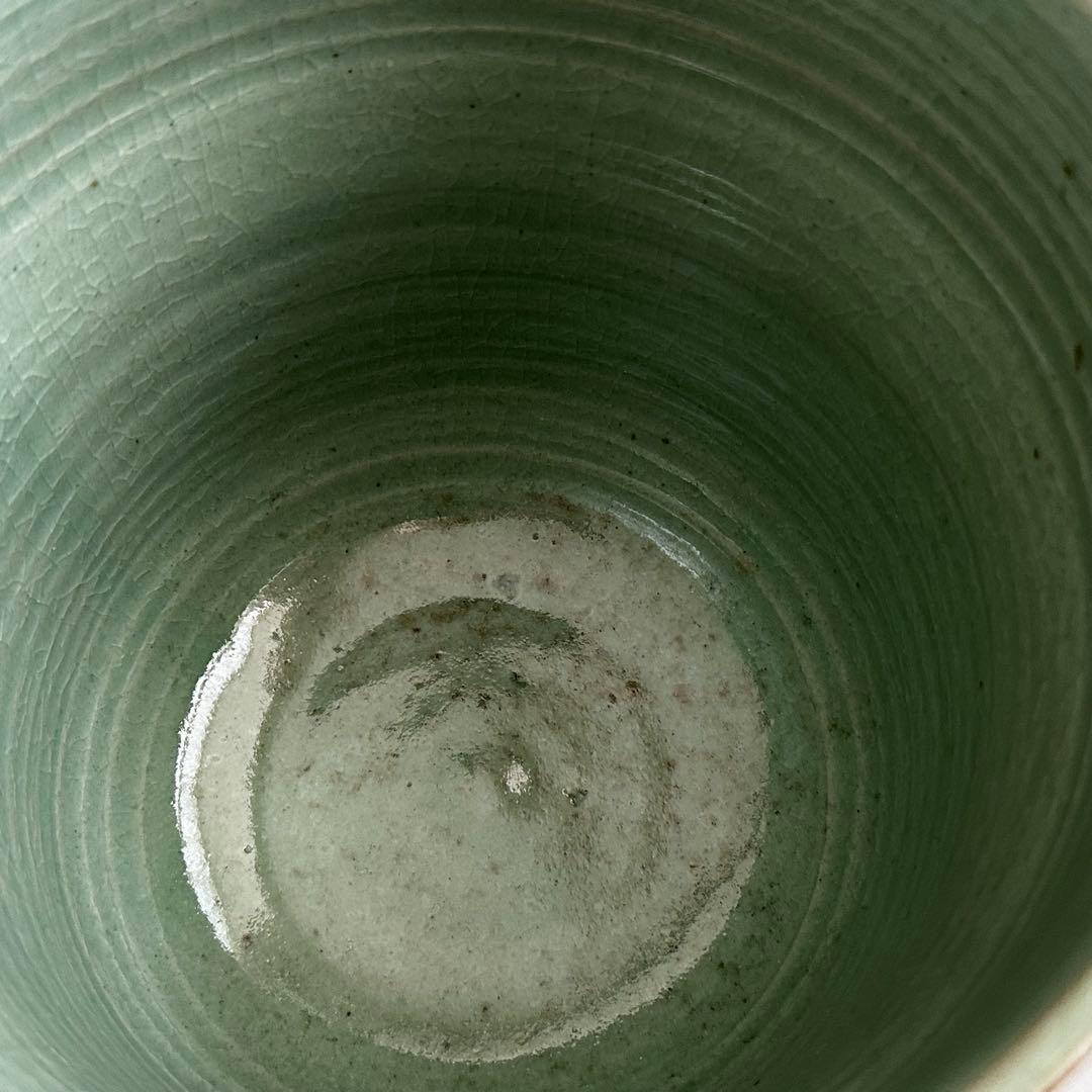 茶道具　青磁　竹彫　廣州窯　共箱　堀内宗完宗匠書付　表千家　茶会　陶芸　韓国