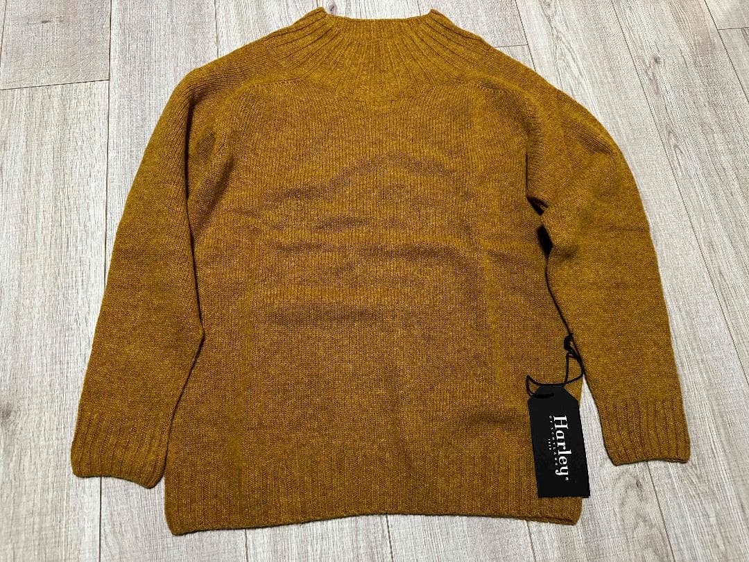 ハーレーオブスコットランド モックネックニットセーター マスタード 44