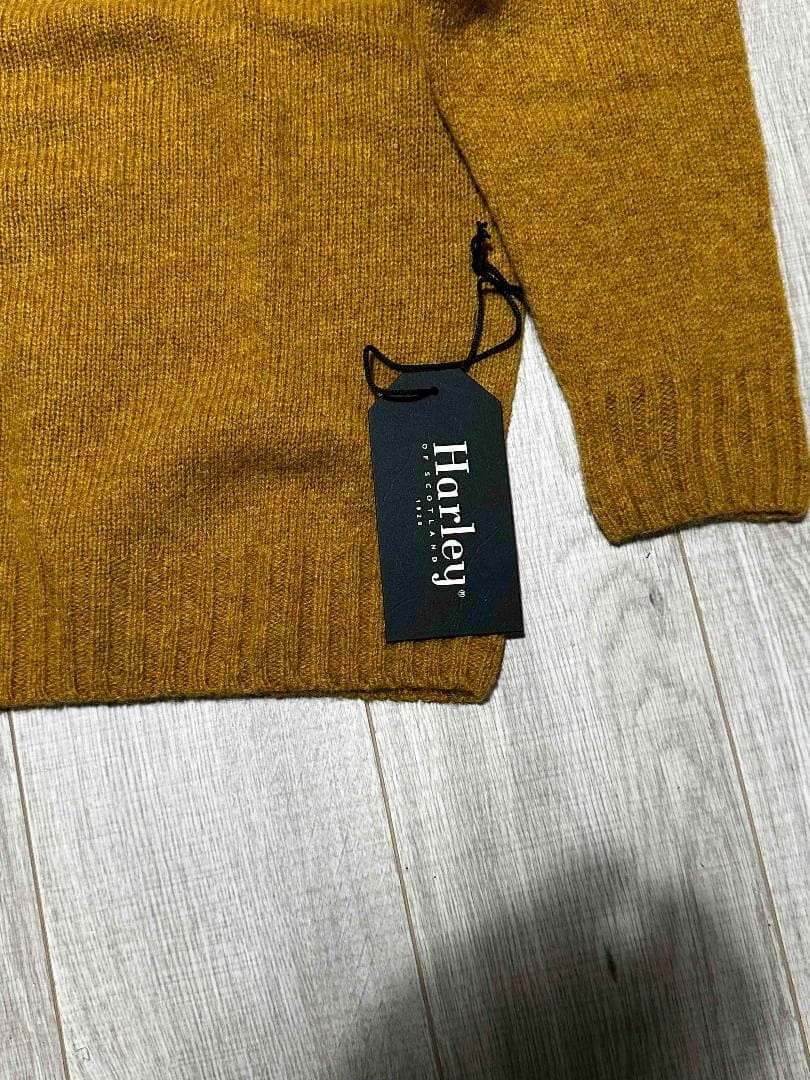 ハーレーオブスコットランド モックネックニットセーター マスタード 44