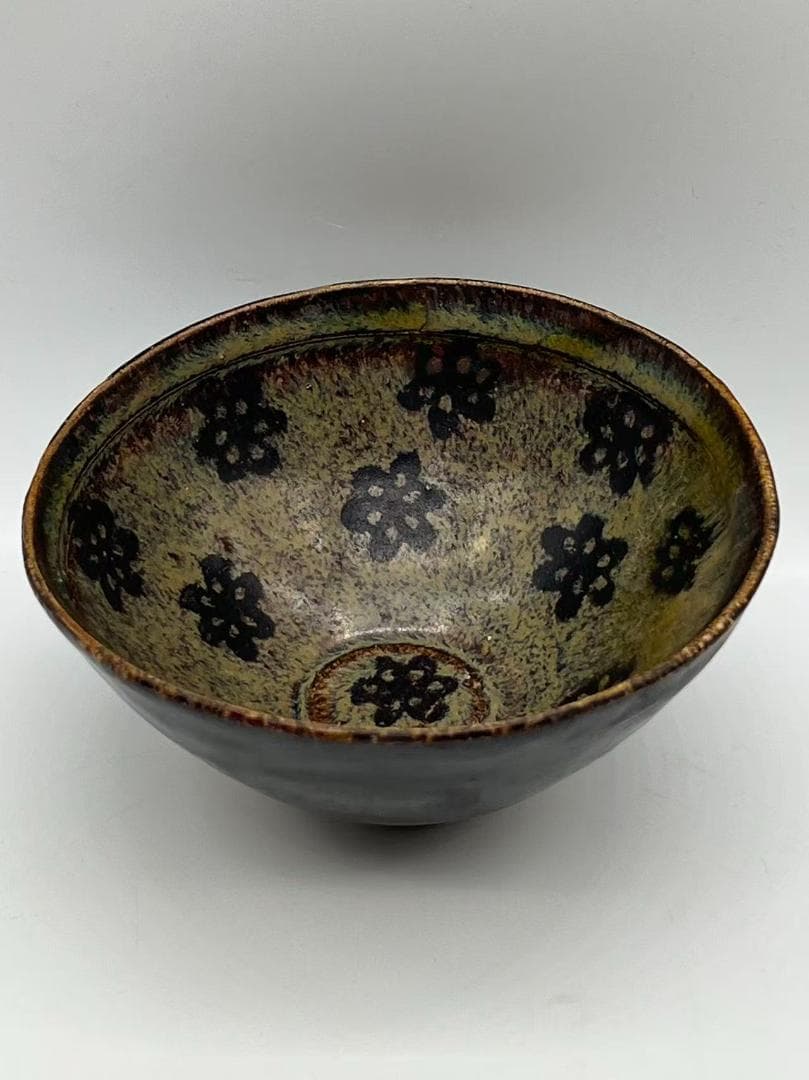 宋時代　黑釉天目梅花文茶碗　木の葉　福清窯茶盞 吉州窯 唐物(A-93)