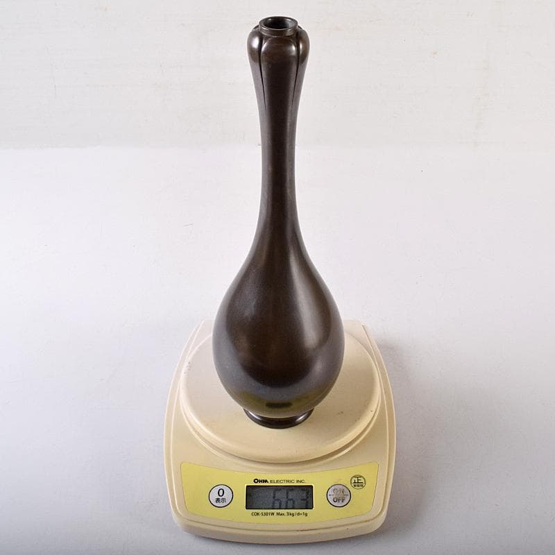 茶道具　一ノ瀬宗辰作　砂張　柚子口　花入　共布共箱　V　R8700