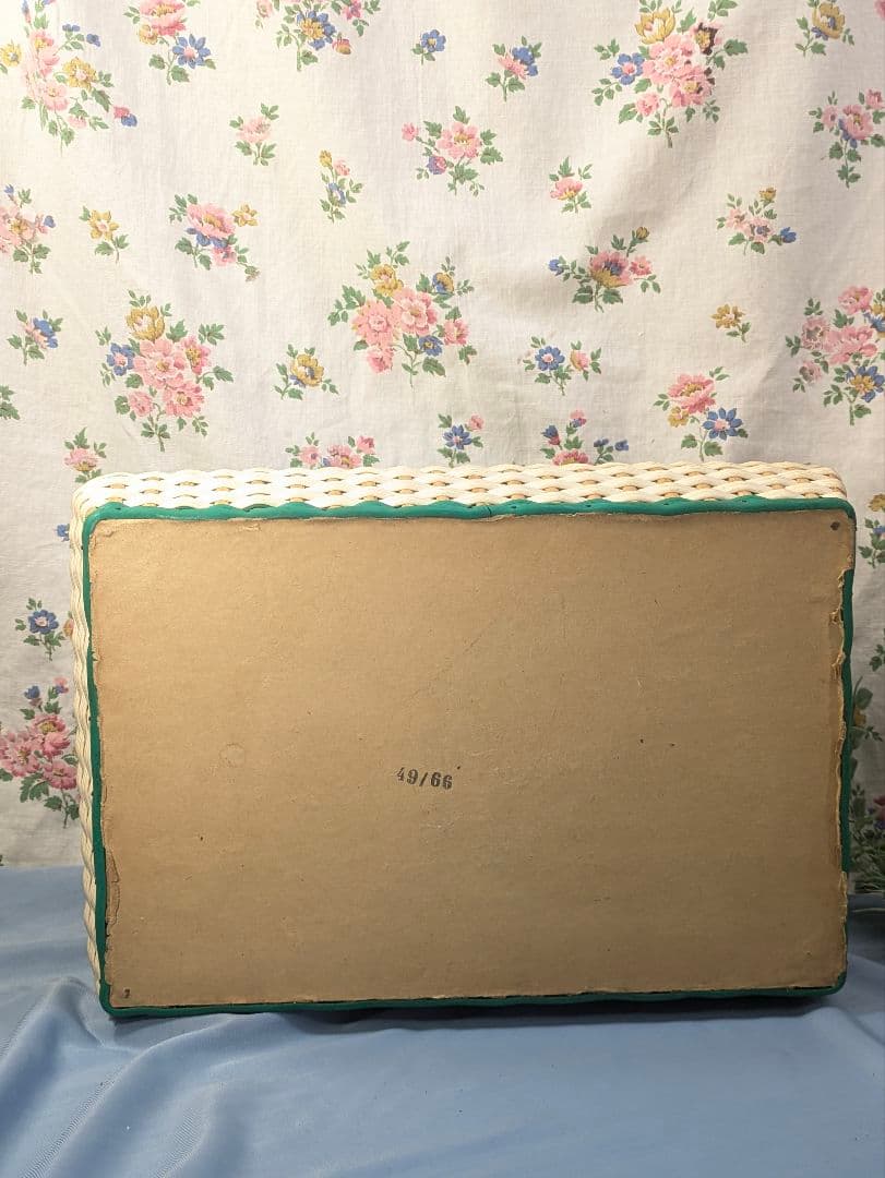 大きめ イギリス アンティーク ソーイングバスケット 裁縫箱 グリーン