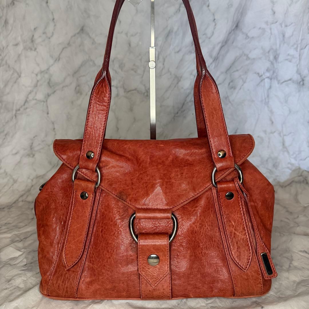 MIU MIU ミュウミュウ シープスキン レザー ブラウン バッグ フラップ付