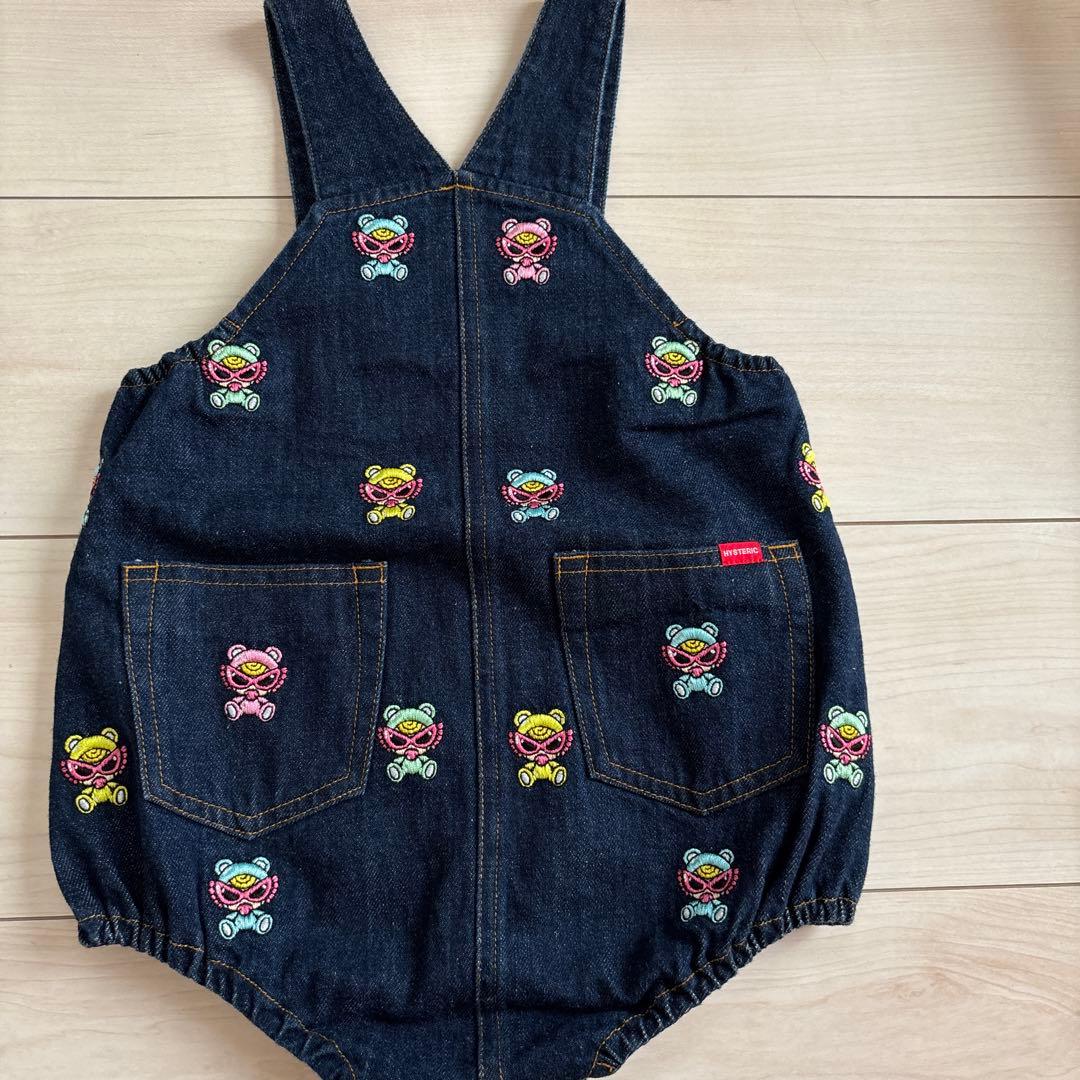 ヒスミニ　刺繍入りデニムロンパース 80cm