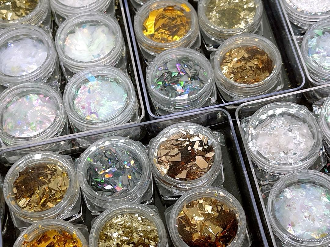 【R5】ネイルパーツ ホログラム グリッター フレーク ラメパーツ 金箔 30個