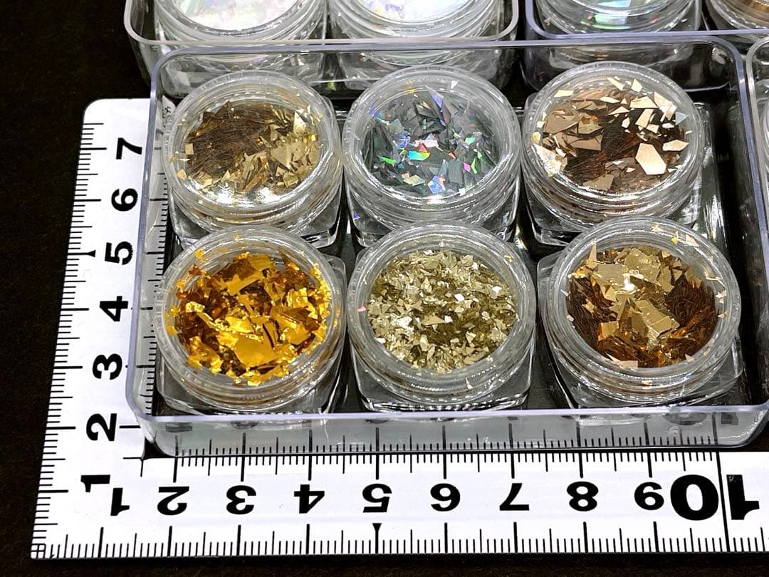 【R5】ネイルパーツ ホログラム グリッター フレーク ラメパーツ 金箔 30個