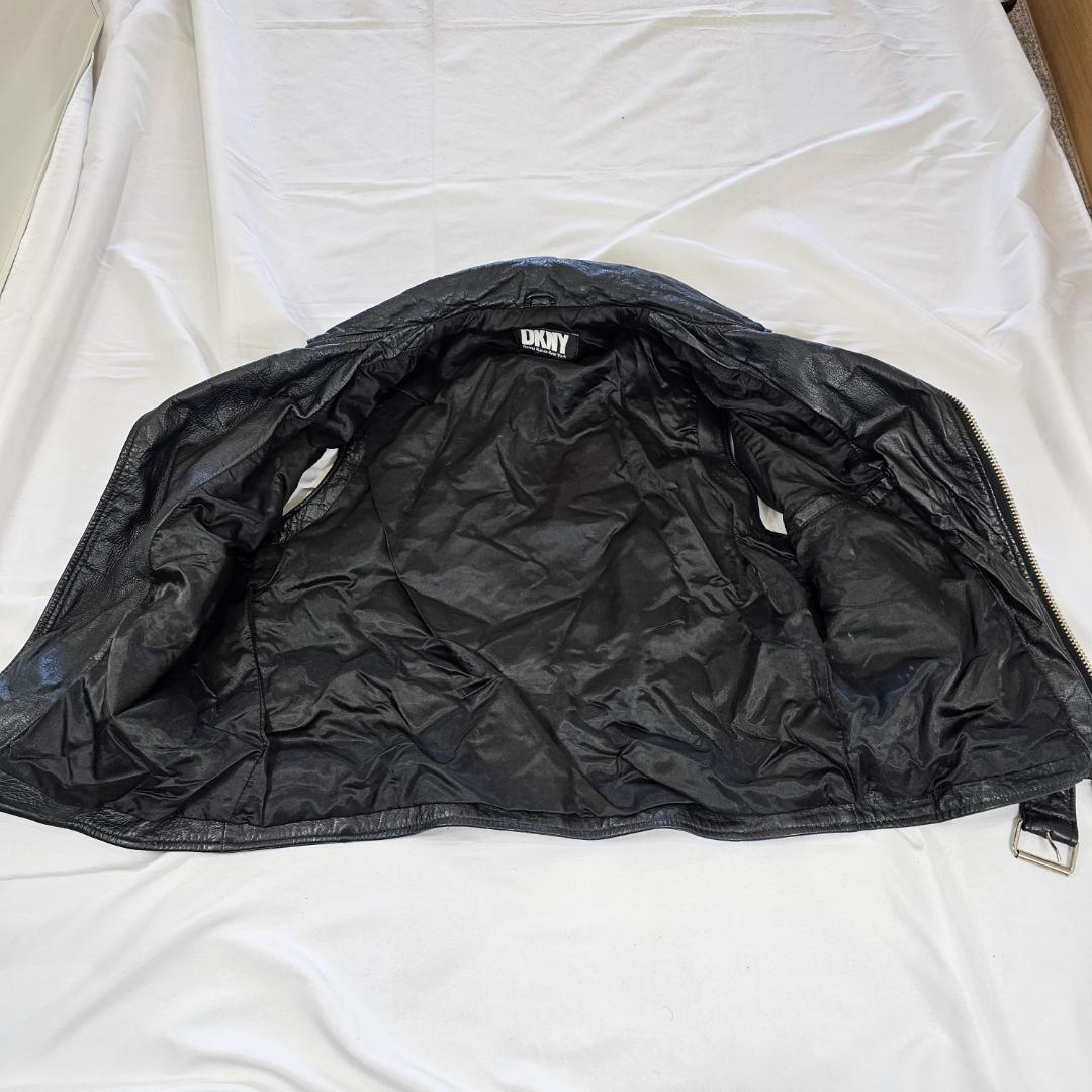 DKNY ライダース レザーベスト 黒 M ドナキャラン ニューヨーク