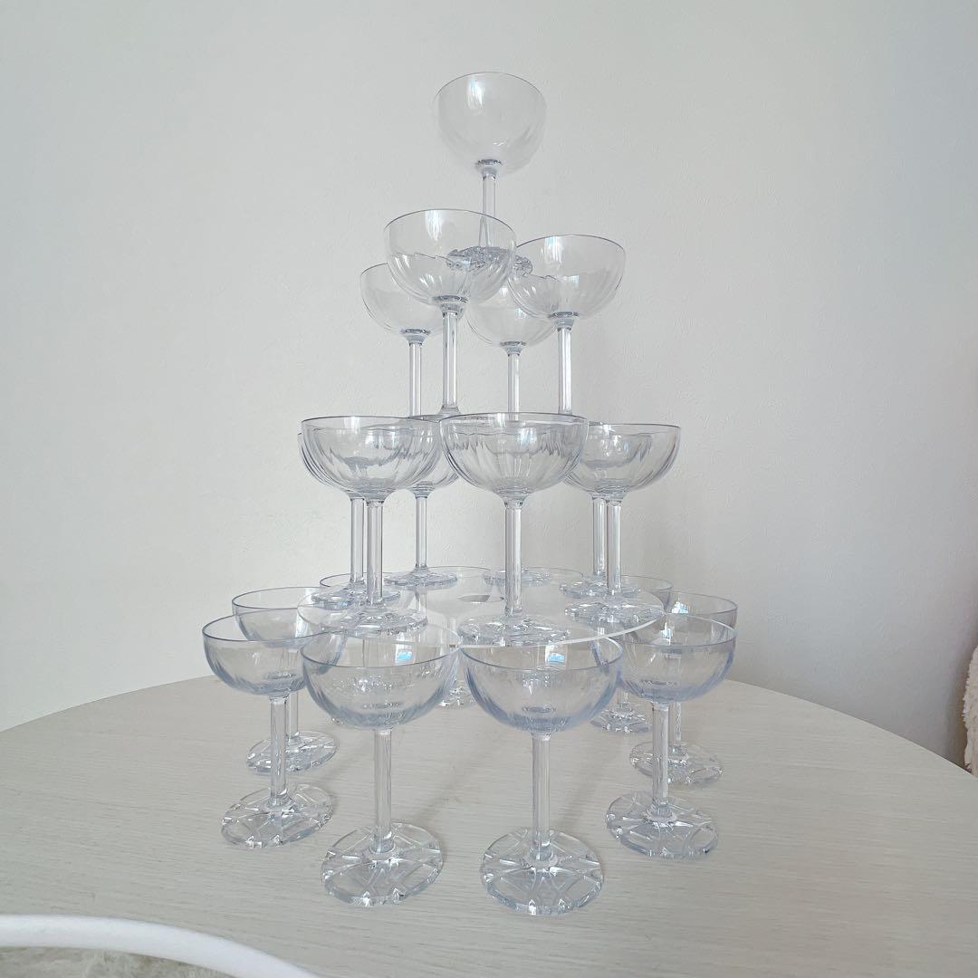 シャンパンタワー4段用30脚　3段&4段&円形トレーセット