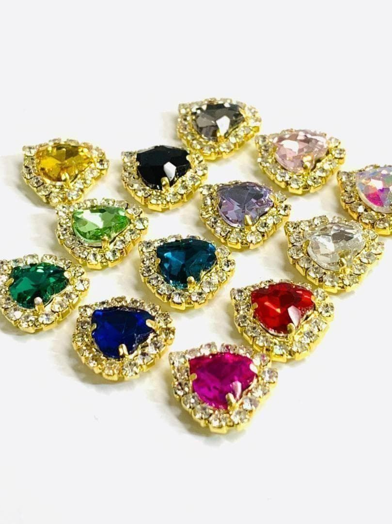 ハート ビジュー　ネイル パーツ　デコ　レジン ミニチュア　ゴールド　平成女児