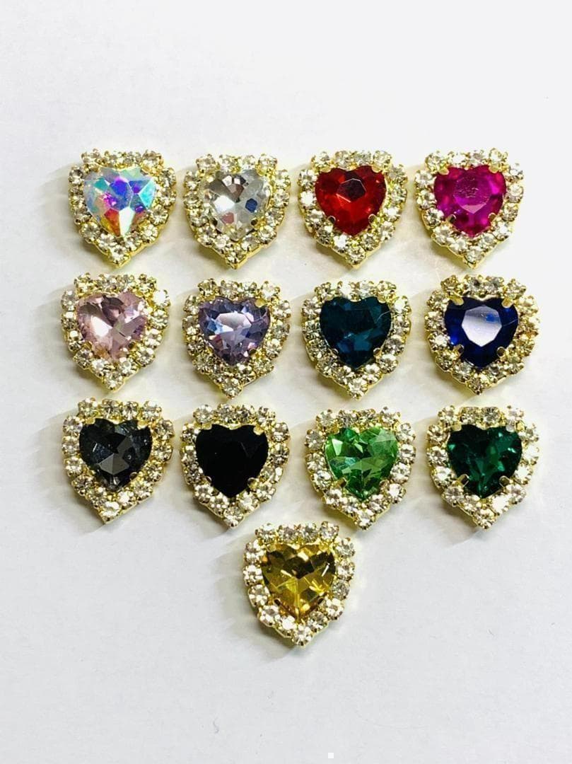 ハート ビジュー　ネイル パーツ　デコ　レジン ミニチュア　ゴールド　平成女児