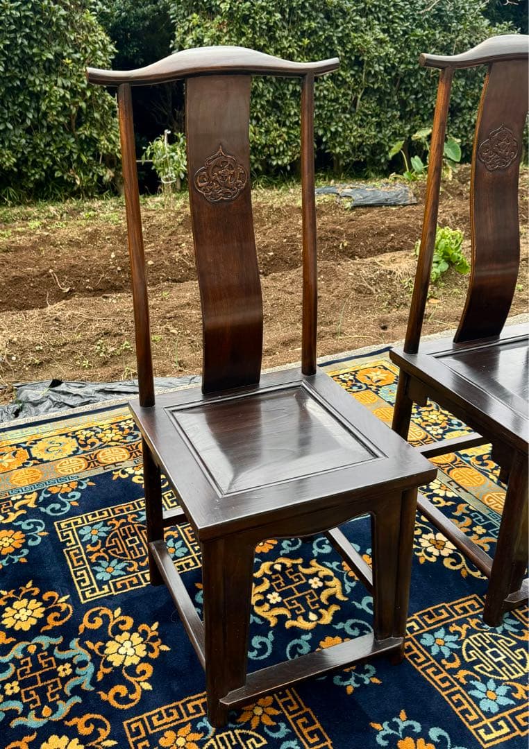 シノワズリ様式 楡材 アームレスチェア 中国家具Mandarin 椅子