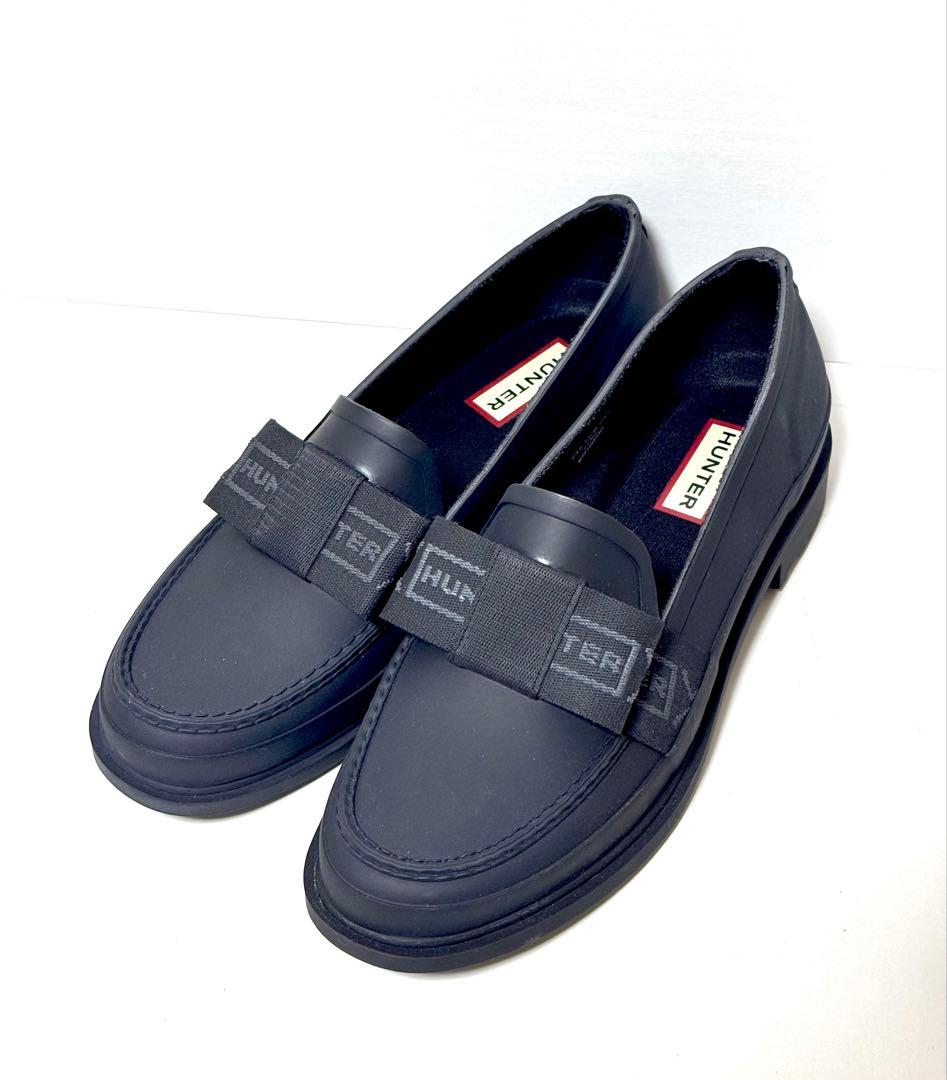 【新品未使用】HUNTER レインシューズ リボン ローファー