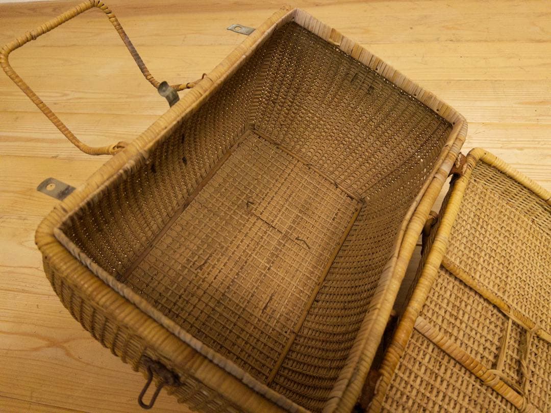 【須賀】籐　バッグ　2a015　古道具　古家具　ビンテージ