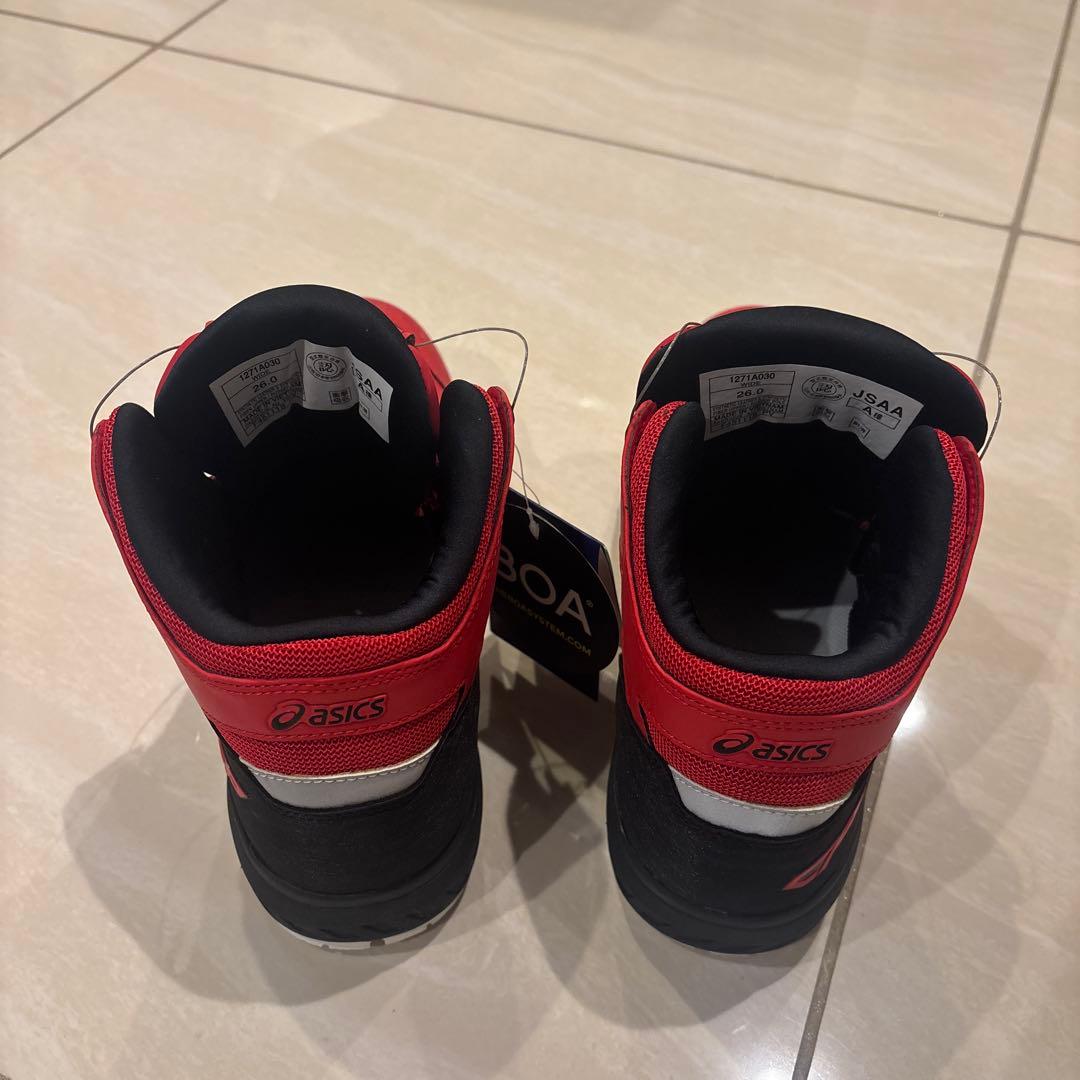 asics ボアシステム 安全靴 レッド