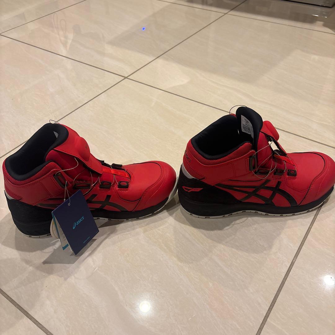 asics ボアシステム 安全靴 レッド