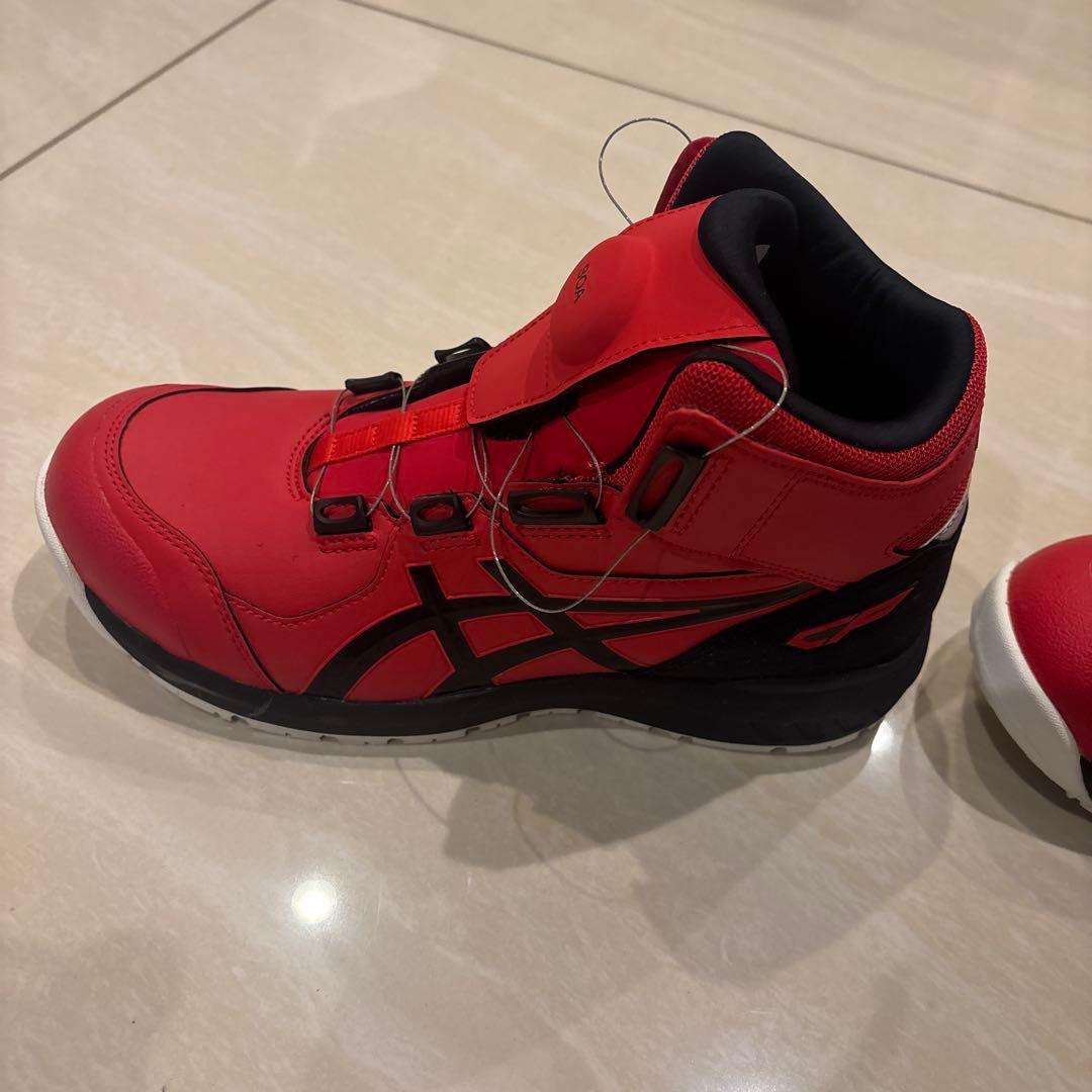 asics ボアシステム 安全靴 レッド