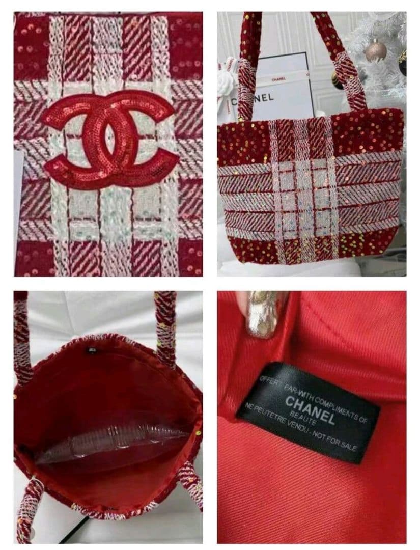 新品希少 CHANEL トートバッグ ノベルティ レッド スパンコール