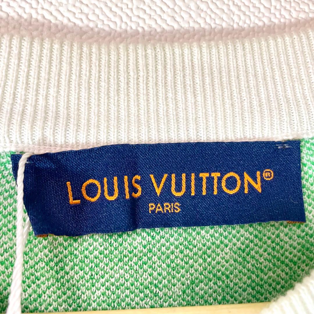 ルイヴィトン ダミエ ニット クルーネック Tシャツ グリーン　メンズ