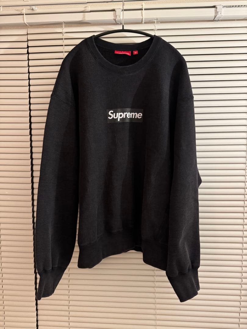 Supreme Washed Box Logo Crewneck 黒 L