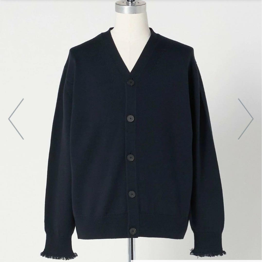 <LOEFF>9ゲージ フリンジ カーディガン UNISEX ネイビー0サイズ