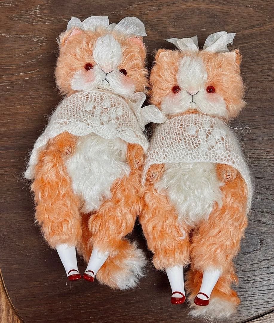 オレンジソーダ仔猫 ぬいぐるみ 海外作家様 ハンドメイド ねこ アーティストベア
