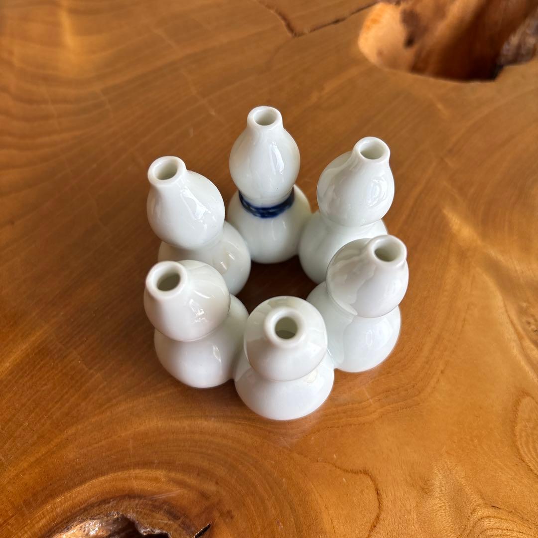 横石嘉助作 平戸白磁 六瓢蓋置 茶道具 共箱