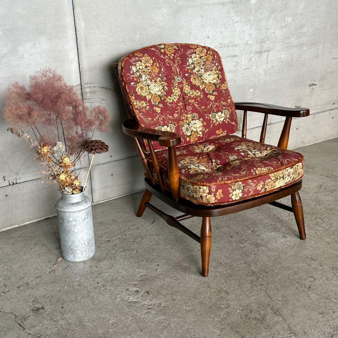 ✿飛騨産業✿ キツツキマーク 花柄 ソファー乗鞍シリーズ アームチェアー