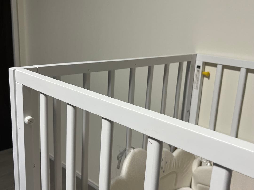 大和屋 木製 ベビーベッド kihon（キホン）　ホワイト 120×70cm