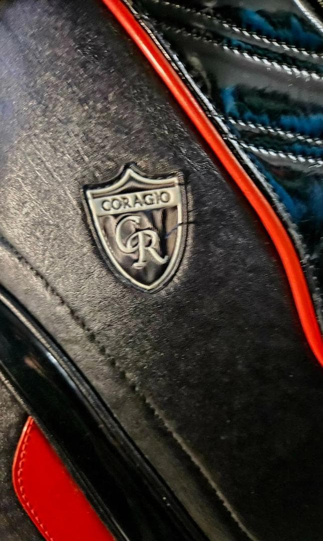 送料無料/超美品CORAGGIO GOLF キャリー付きキャディバッグ 黒/赤