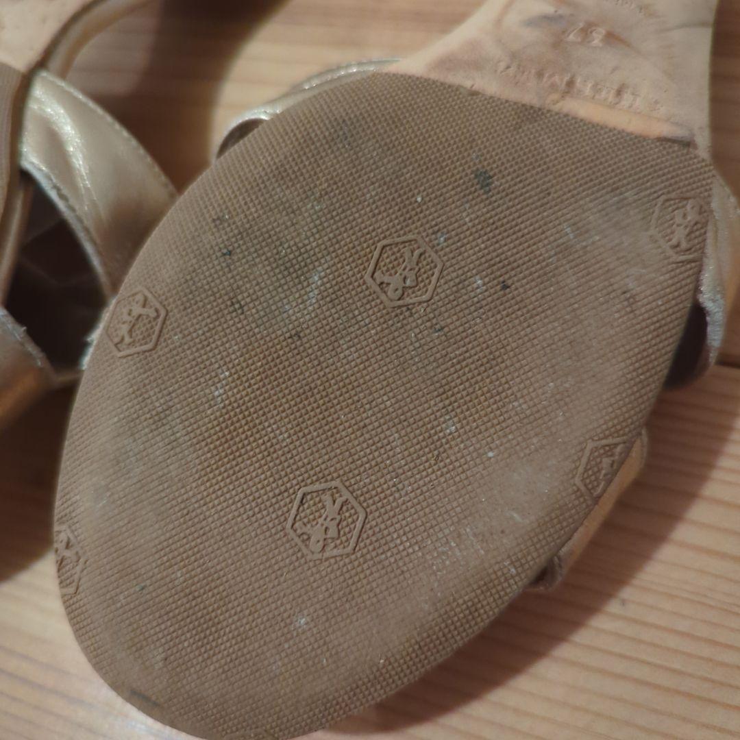 エルメス、オアジス、ゴールド ミュール 約6cmヒール、サイズ37